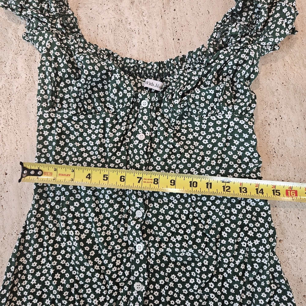 With Jean Isabelle Dress in Floral Green, Size L - Picture 5 of 8